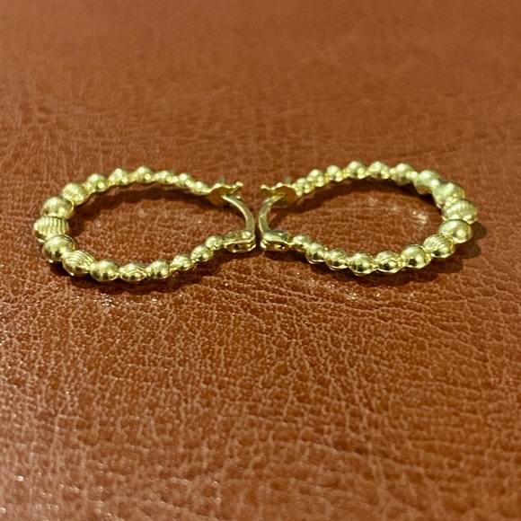 21k Gold Loop Earrings - Picture 5 of 7